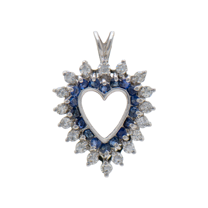 Dije oro 18kts- Corazon Con Brillantes Y Zafiros