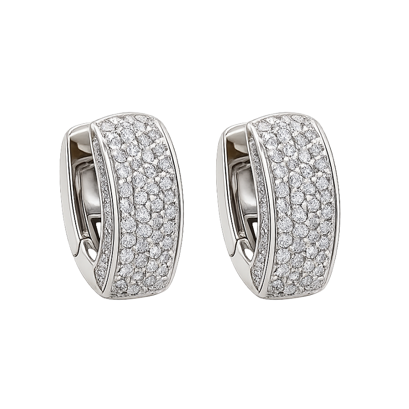 Aros Oro 18k - Media Argolla Con Brillantes
