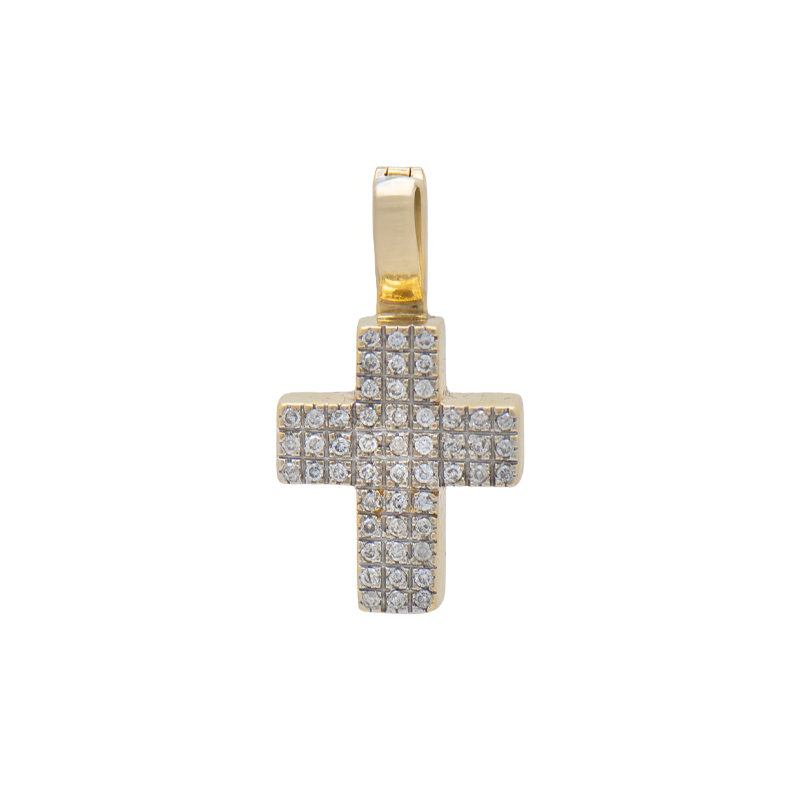 dije Oro 18K - Cruz Con Brillantes