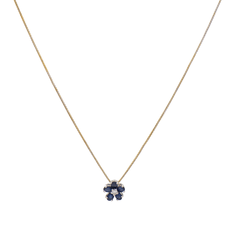 Cadena de Oro 18 Kilates - Cadena Veneciana con Dije Flor
