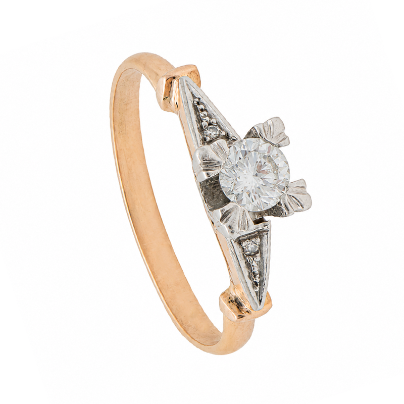 Anillo Oro 18 Kilates - Solitario Combinado Con Brillante
