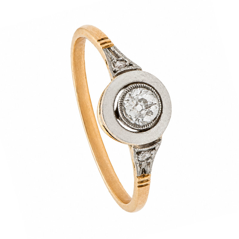 Anillo Oro 18 Kilates - Solitario Combinado Con Brillante