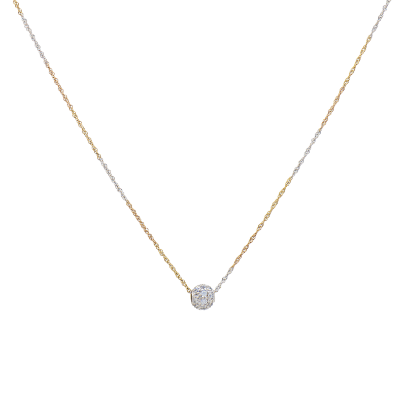 Conjunto de Oro 18 kilates - Singapur combinada con esfera cubics