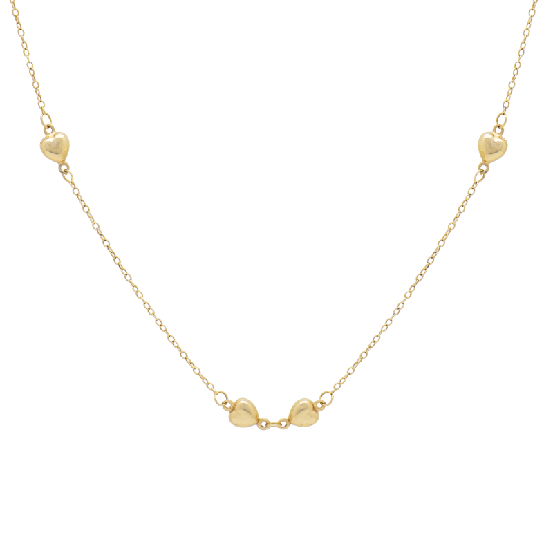 Conjunto de Oro 18 kilates - Cadena Rolo con Corazones