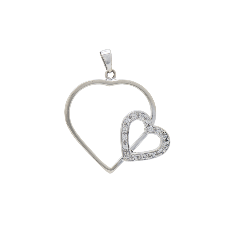 Dije oro 18kts- Corazon Doble Cubics