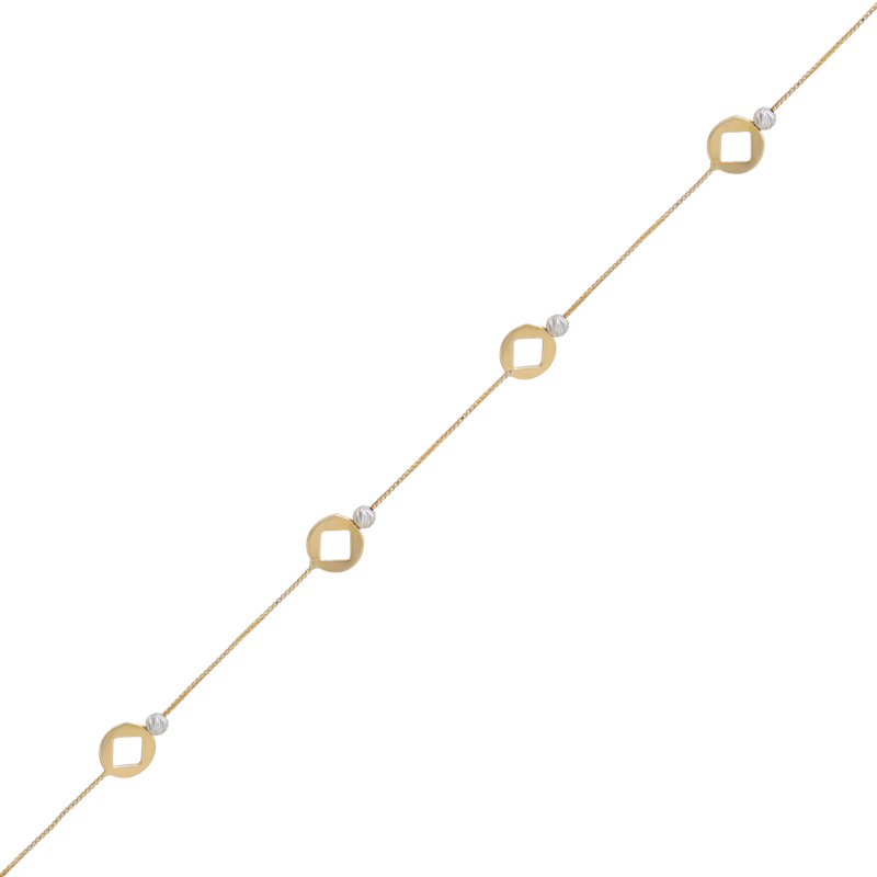 Pulsera oro 18 kilates - Veneciana con Esferas Combinada