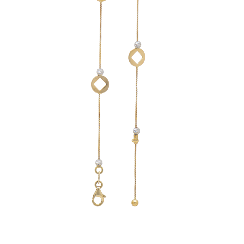 Pulsera oro 18 kilates - Veneciana con Esferas Combinada