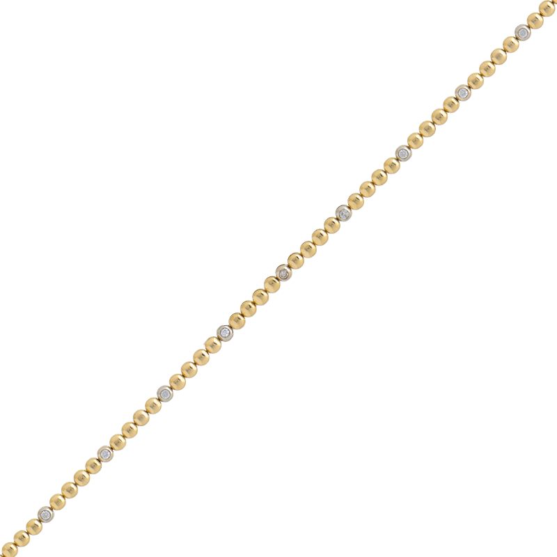 Pulsera oro 18 kilates- Bolita combinada con brillantes