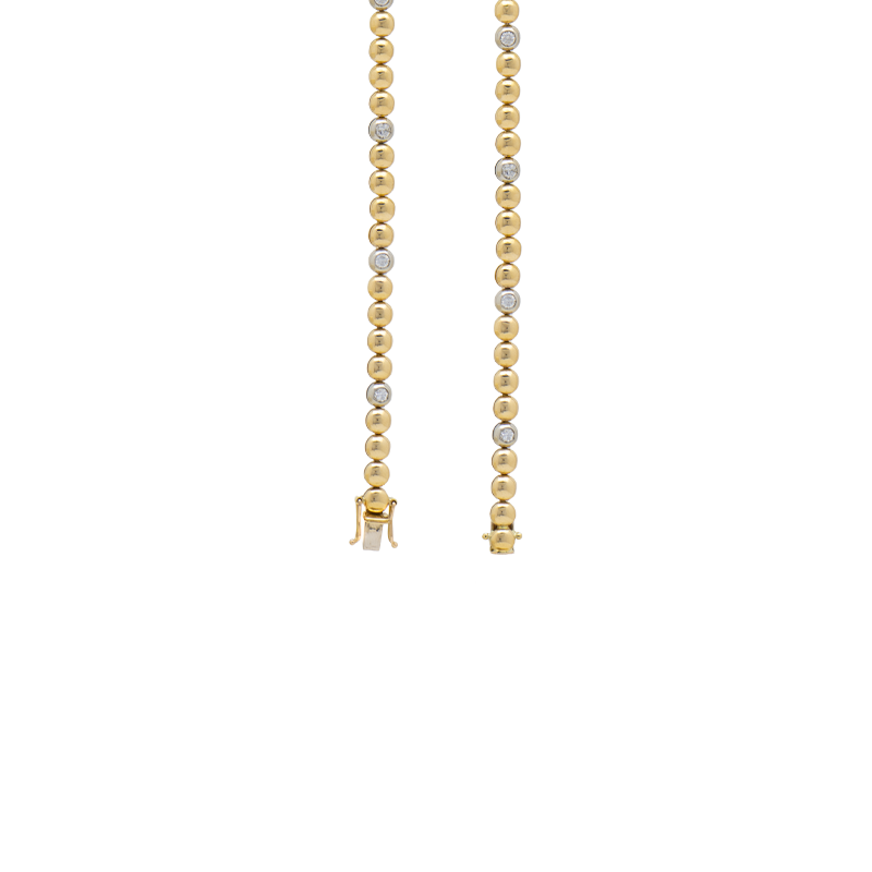 Pulsera oro 18 kilates- Bolita combinada con brillantes