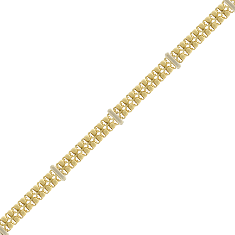 Pulsera oro 18 kilates- Eslabón tejida combinada