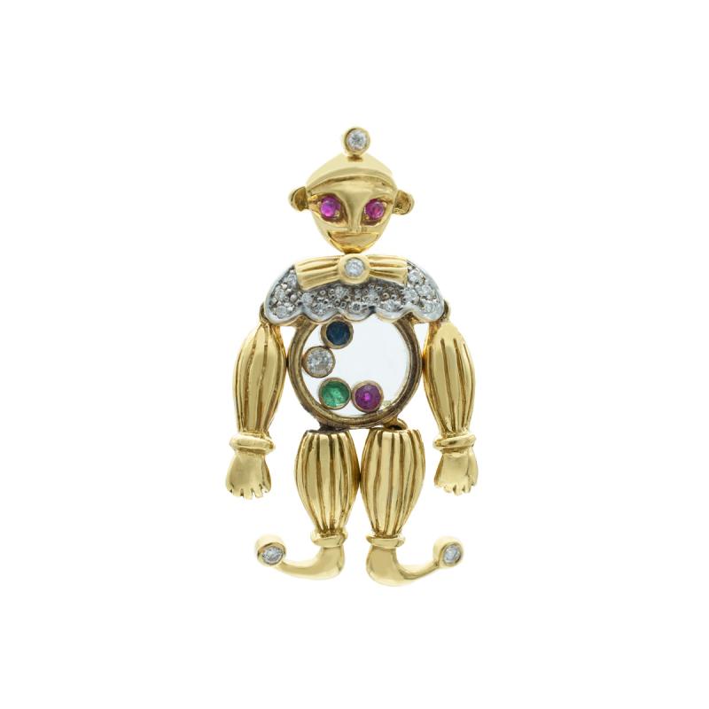 Dije Oro 18k- Payaso articulado con Brillantes
