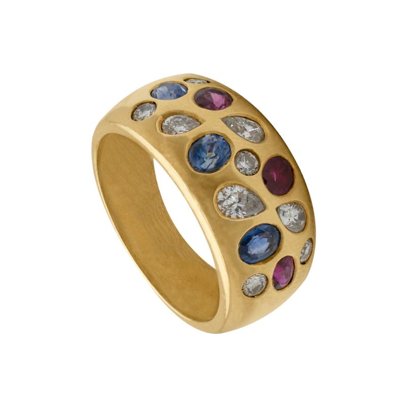 Anillo de Oro 18 kilates - Bombe Con Brillantes