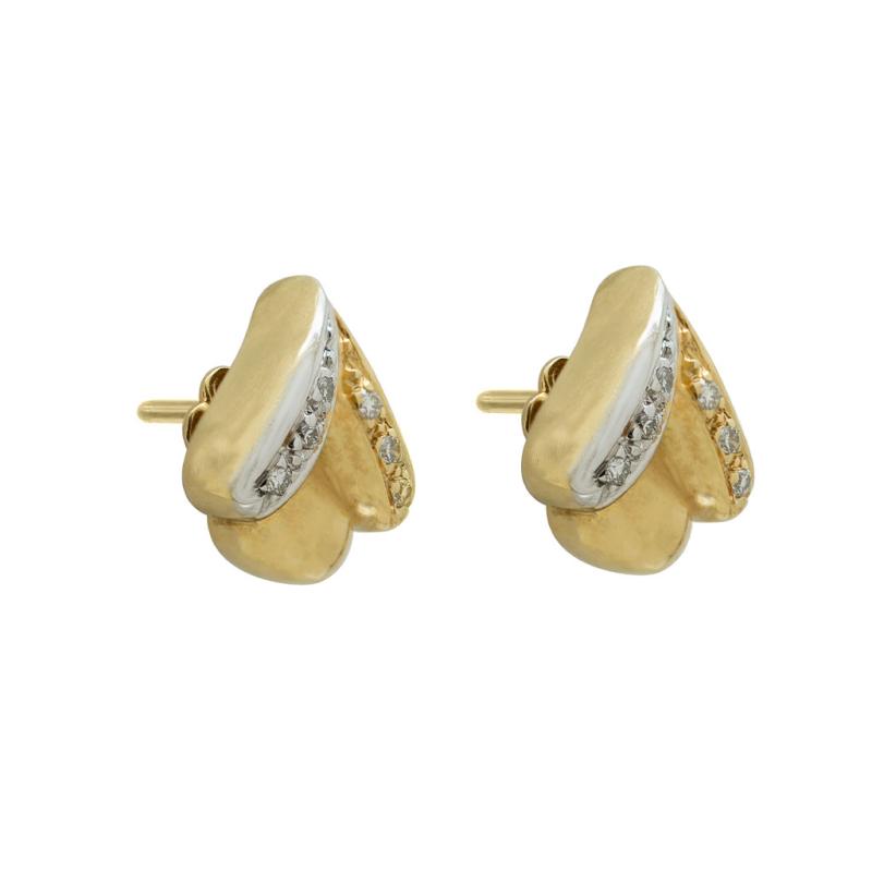 Aros Oro 18 Kilates- Forma En V Con Brillantes