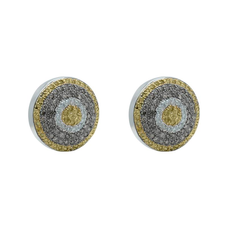 Aros Oro 18Kilates-Redondos con Tres Colores De Brillantes