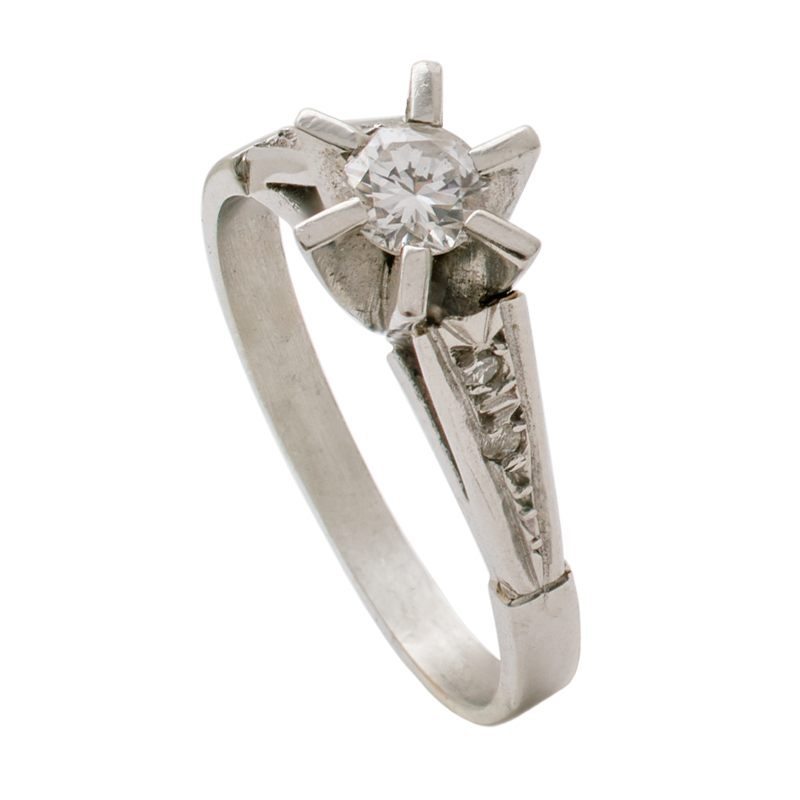 Anillo de Oro 18 kilates - Tipo solitario con brillantes elevado
