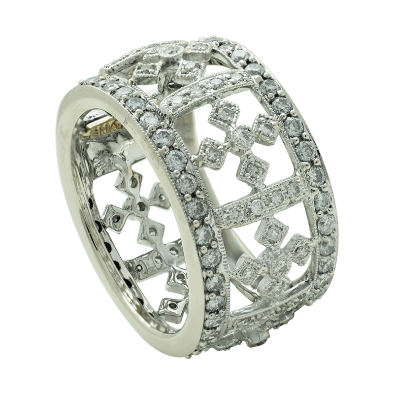 Anillo Oro 18k - Ancho con Brillantes.