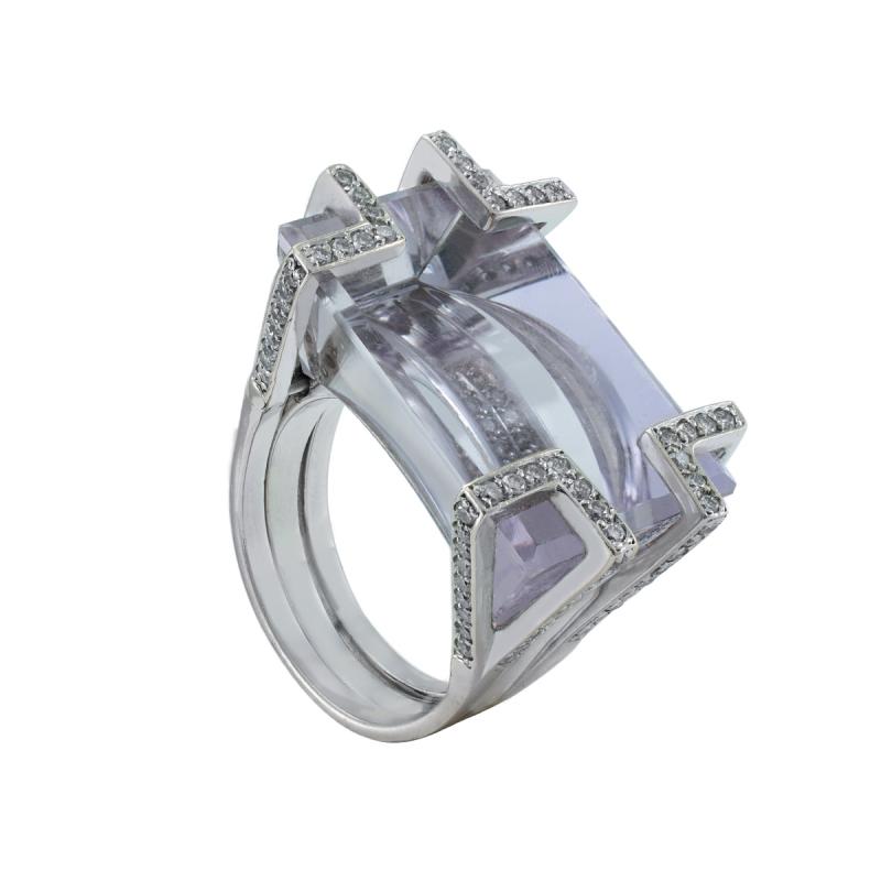 anillo oro 18 kilates-amatista importante con brillantes