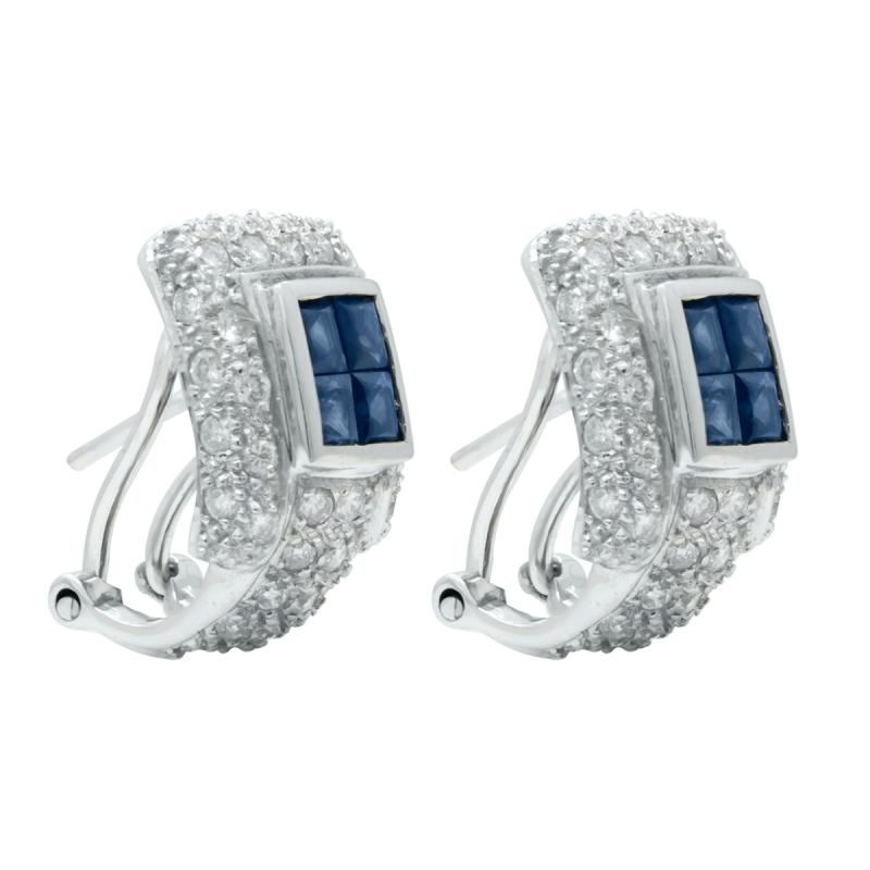 Aros oro 18 kilates- Zafiro con brillantes