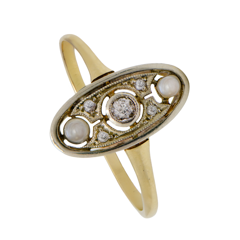 Anillo de Oro 18 kilates - Ovalado Con Brillante Central