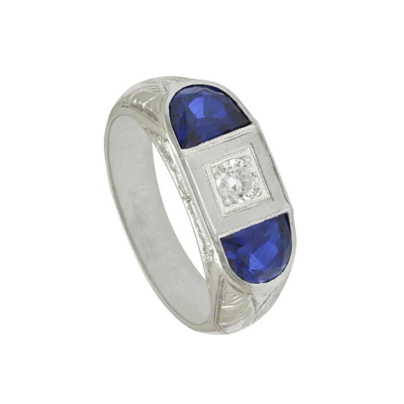 Anillo de Oro 18 kilates - Ovalado Brillante y Zafiros