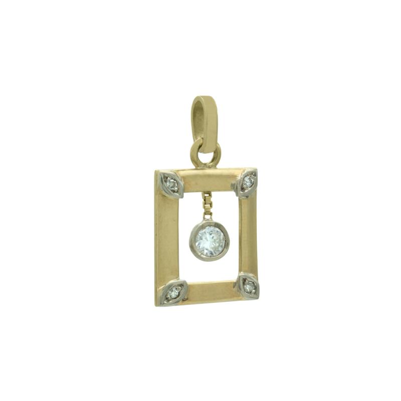 Dije Oro 18k- Rectangular con Brillante