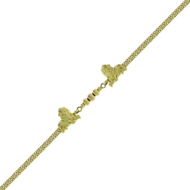 Pulsera Oro 18k - Groumet Doble Con Leones