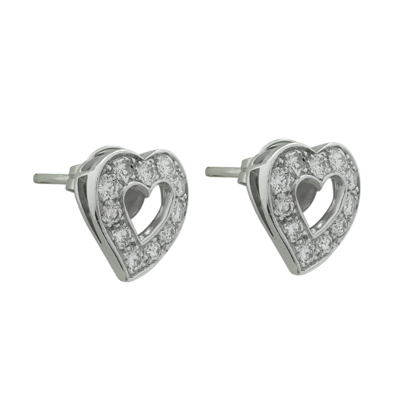 Aros Oro 18k -  Corazones con Brillantes.