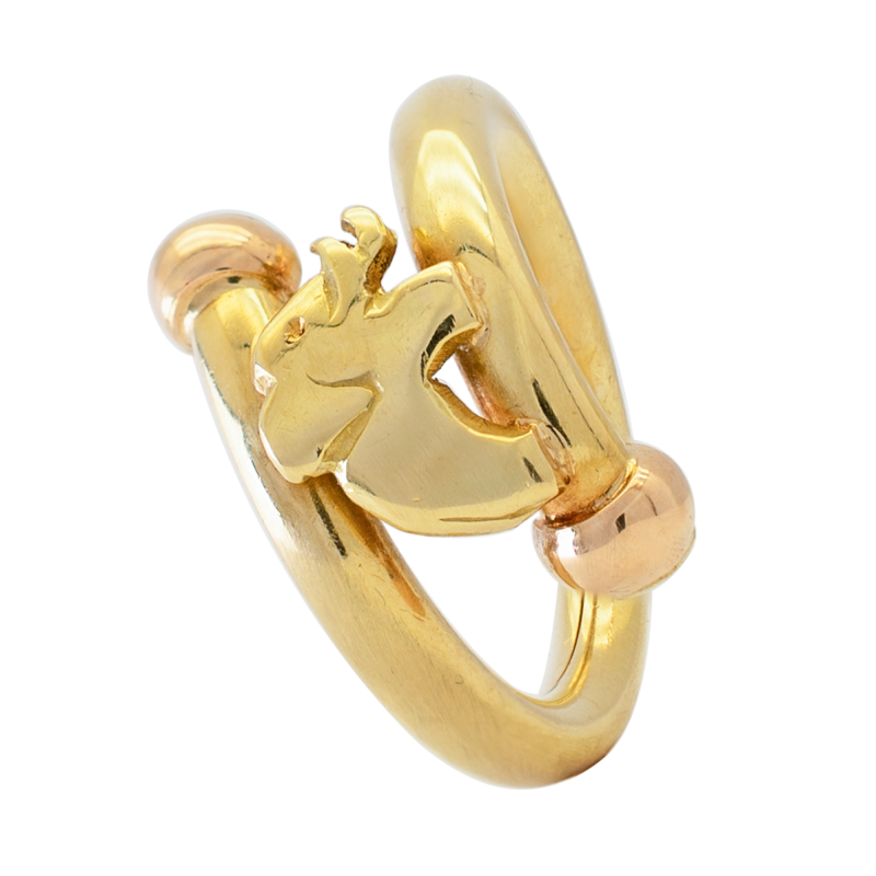 Anillo Oro 18 Kilates - Anillo Con Elefante Combinado