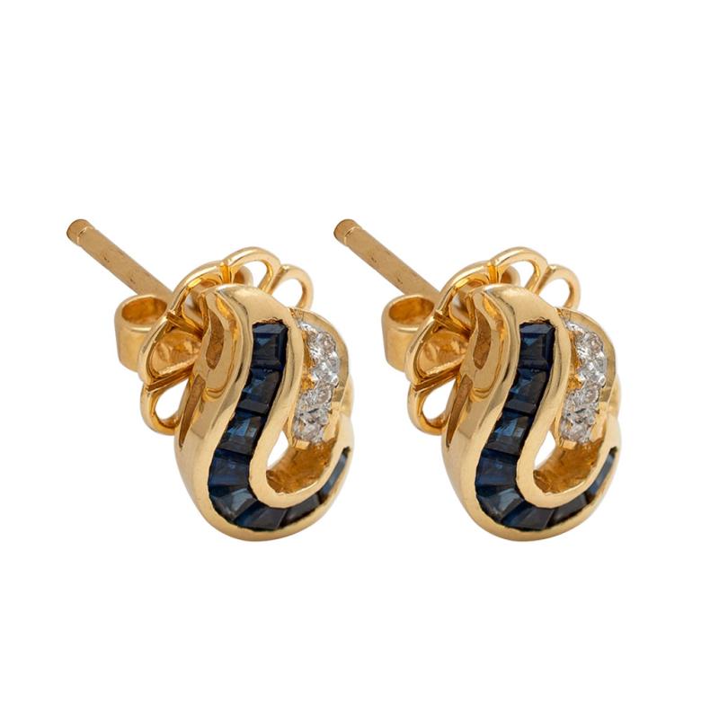 Aros Oro 18 Kilates- Combinados Brillantes Y Zafiros
