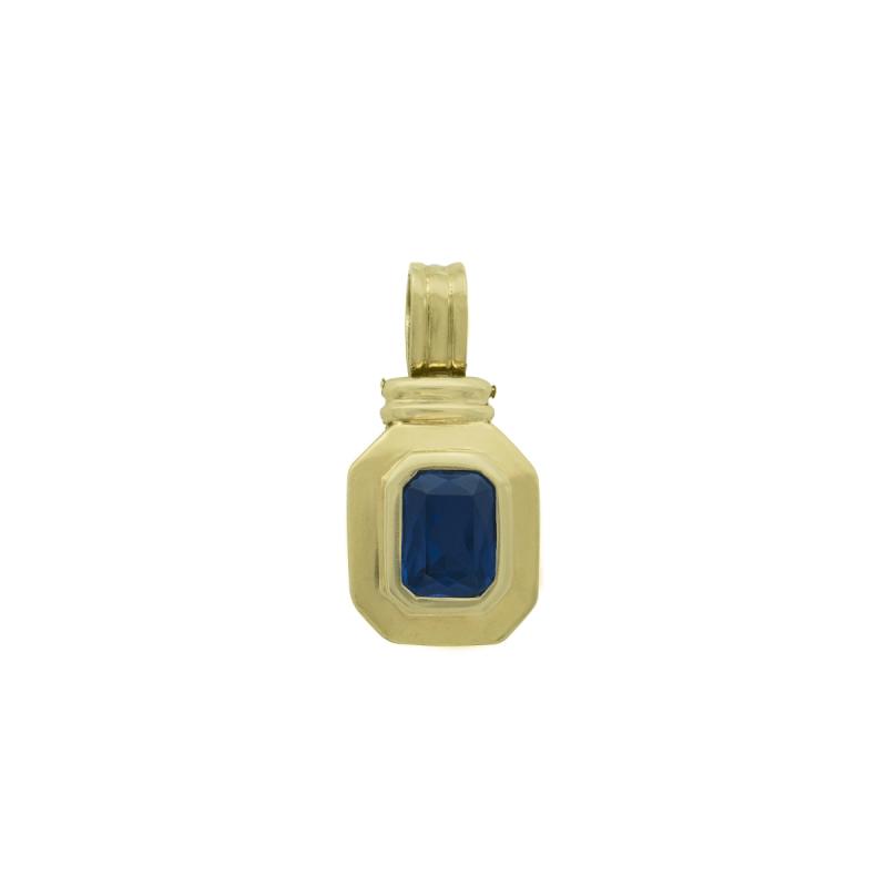 Dije Oro 18k- Octogonal con Zafiro Central