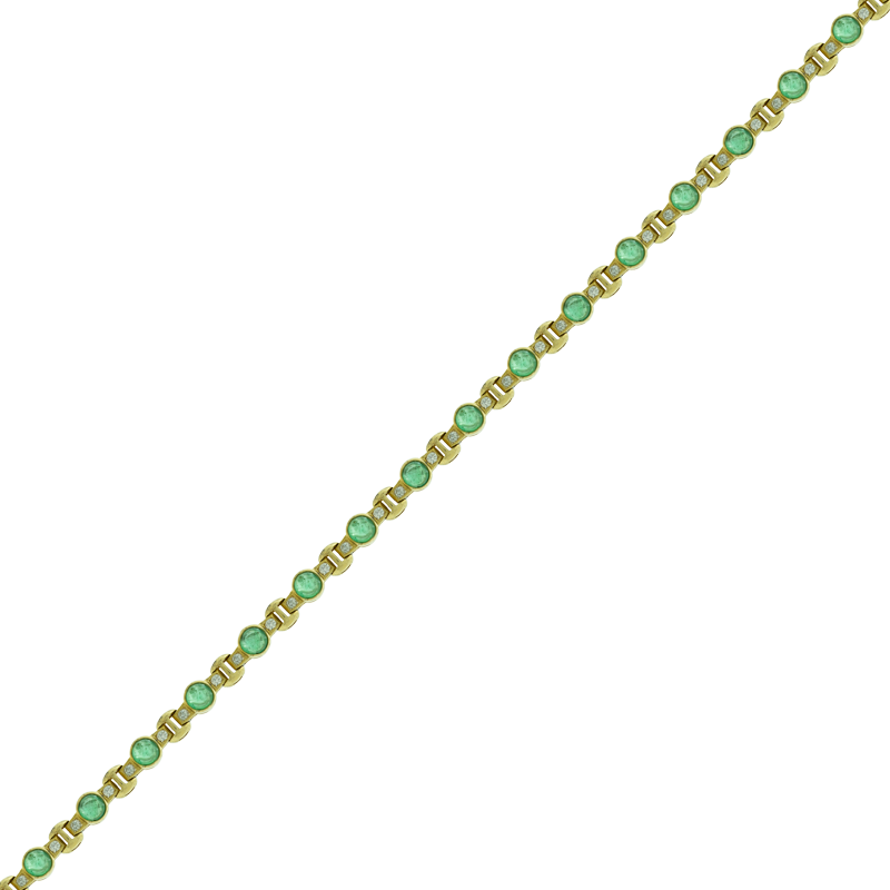 Pulsera Oro 18k - Con Esmeraldas y Brillantes.
