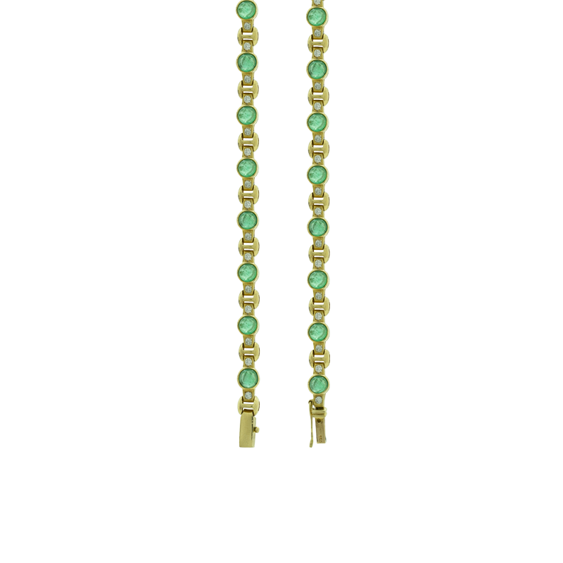 Pulsera Oro 18k - Con Esmeraldas y Brillantes.