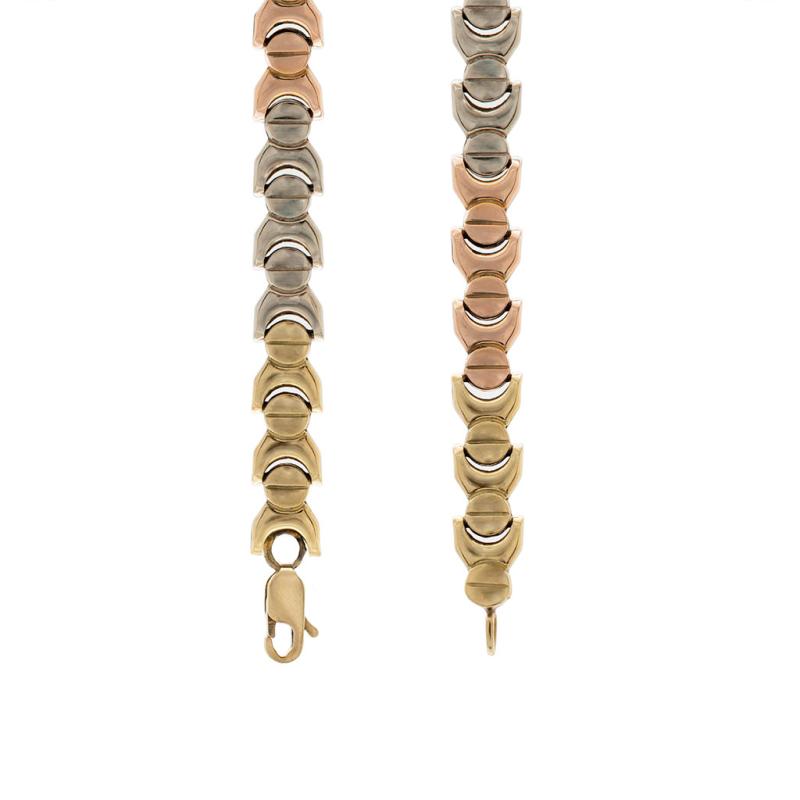 Pulsera Oro 18 Kilates- Media Luna Tricolor