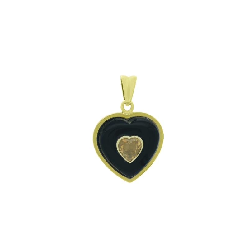 dije oro 18 kilates- corazon onix