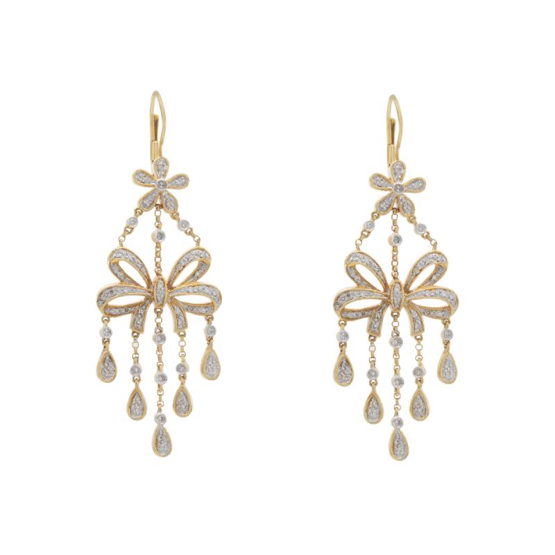 aro oro 18 kilates-colgantes moño con brillantes