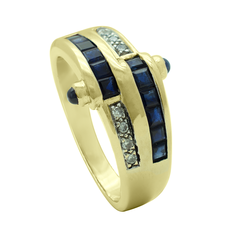 Anillo Oro 18k - Con Zafiros y Brillantes.