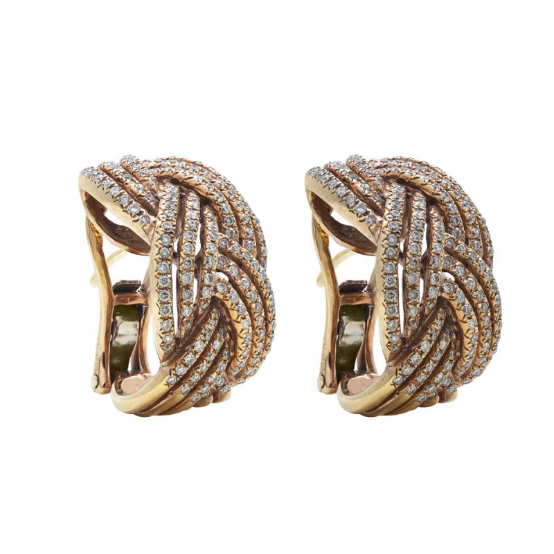 aros oro 18 kilates- entrelazados con brillantes