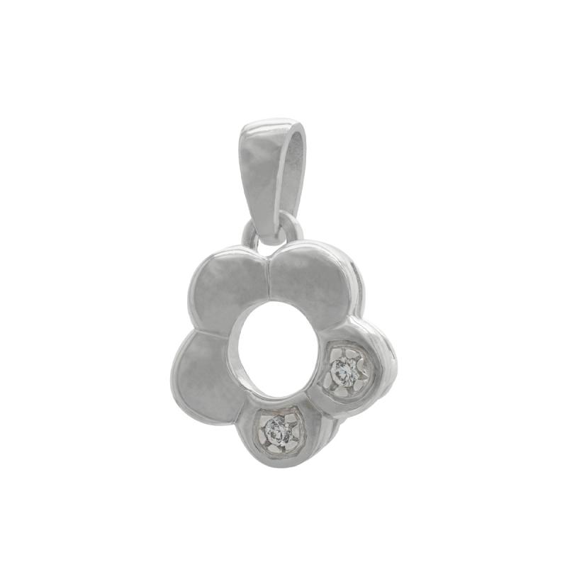 Dije Oro 18 Kilates - Flor Calada Con Cubics