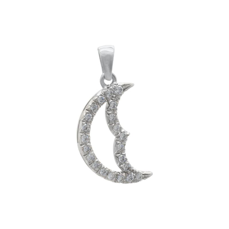 Dije Oro 18 Kilates - Media Luna Con Cubics