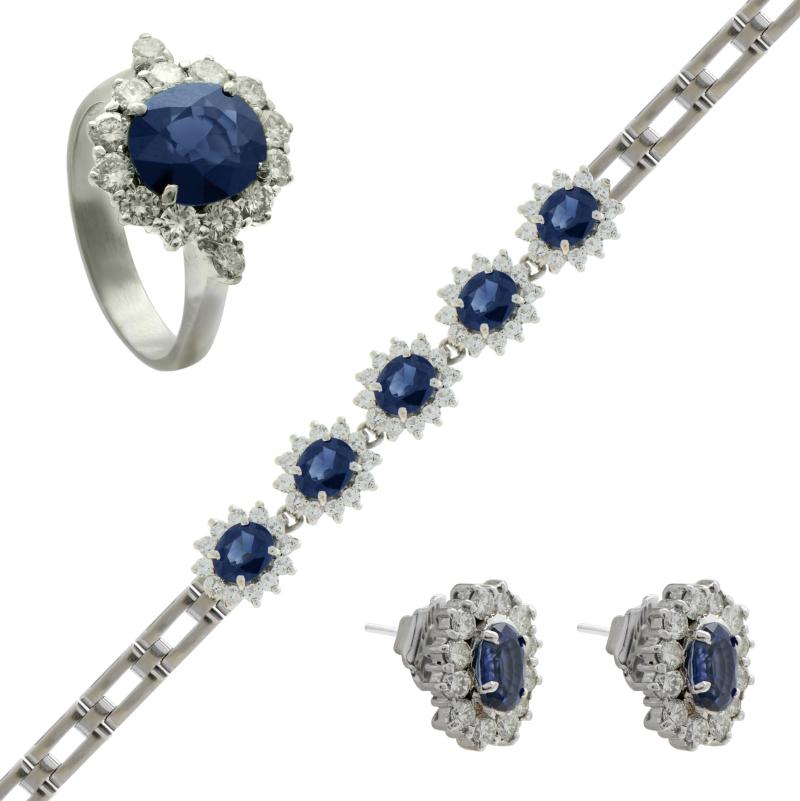 Conjunto de Oro 18 kilates - Anillo, aros y pulsera