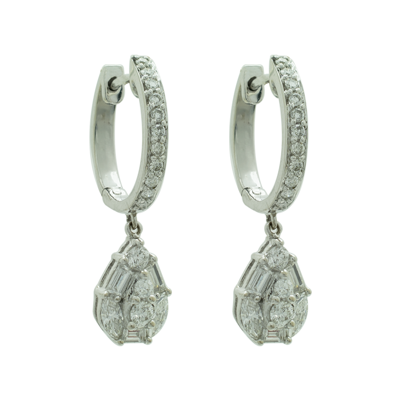 Aros Oro 18k -  Colgantes con Brillantes .