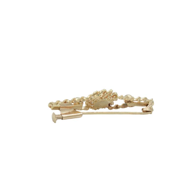 Prendedor Oro 18 Kilates- Flor con cubic Rosa