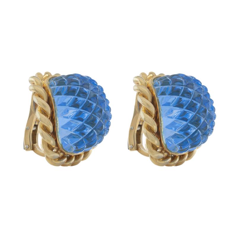 aros oro 18 kilates-tipo antiguos piedra azul