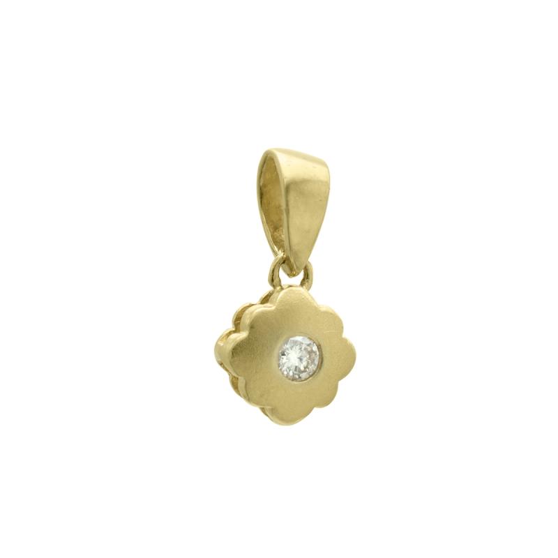 dije oro 18 kilates- Flor Con Brillante