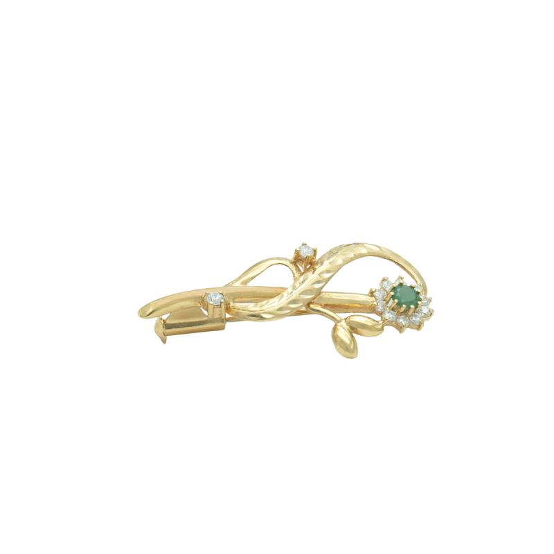 Prendedor Oro 18 Kilates- Flor Con Cubics