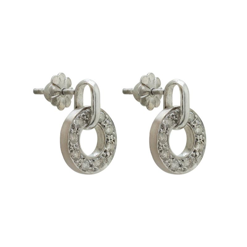 Aros Oro 18 Kilates- Colgantes Circulares Con Brillantes