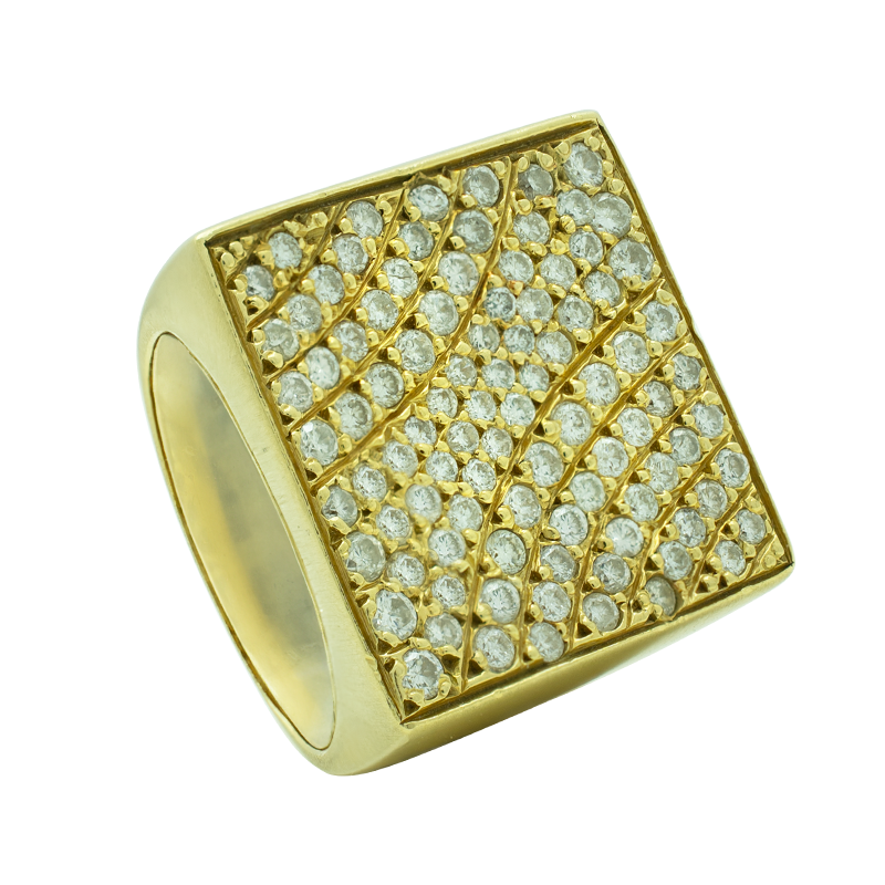 Anillo Oro 18k - Cuadrado con Brillantes