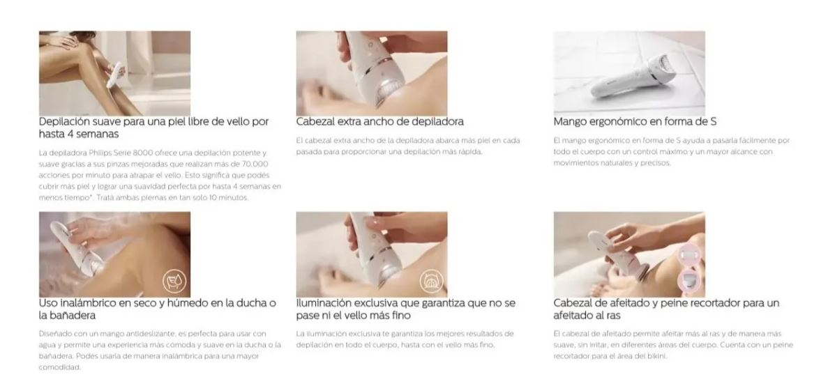 Depiladora Philips Bre712/00 Series 8000 Wet & Dry Inalambrica