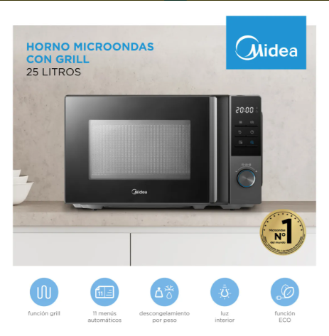Microondas Midea Mw-dg125bar1 25 Lts Digital Grill Negro