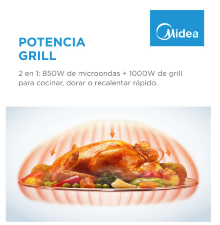 Microondas Midea Mw-dg125bar1 25 Lts Digital Grill Negro